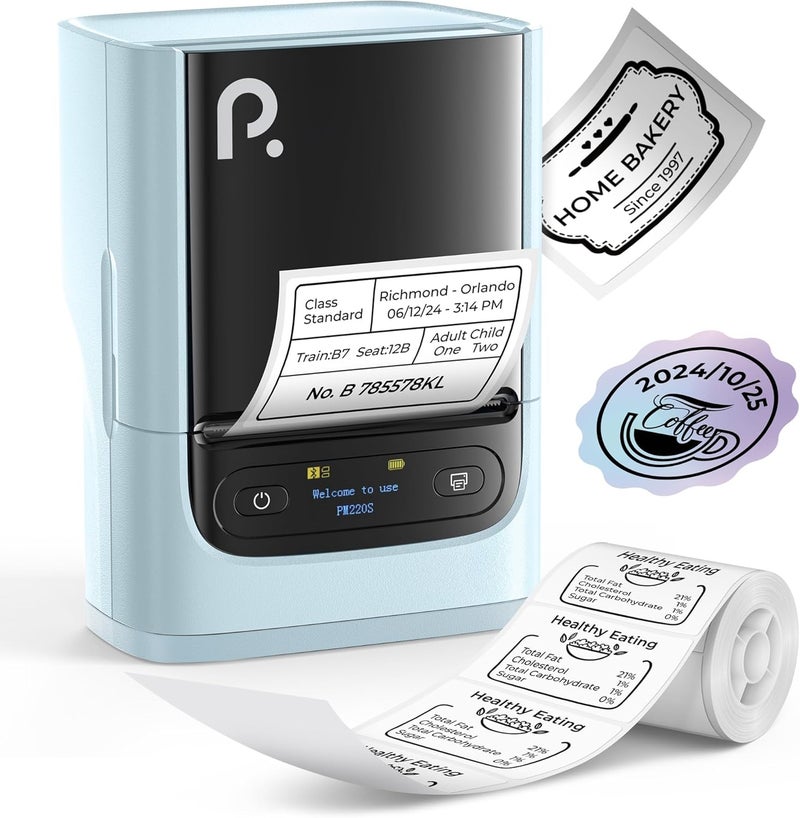 POLONO PM220S Label Maker Machine with Tape, 2 Inch Bluetooth Thermal Label Printer, Portable Sticker Printer for School, Office, Home, Business, Label Maker with 2'' x1.18'' Labels, Blue - Image 1